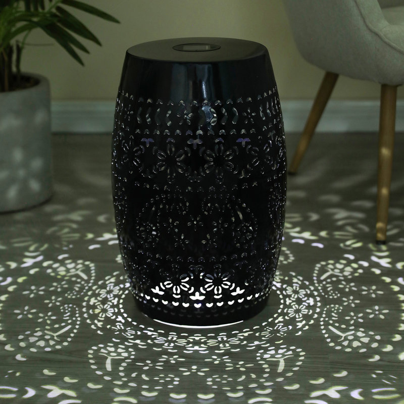 TABLE D'APPOINT avec éclairage intégré, conception métallique unique pour une utilisation intérieure et extérieure, Noir