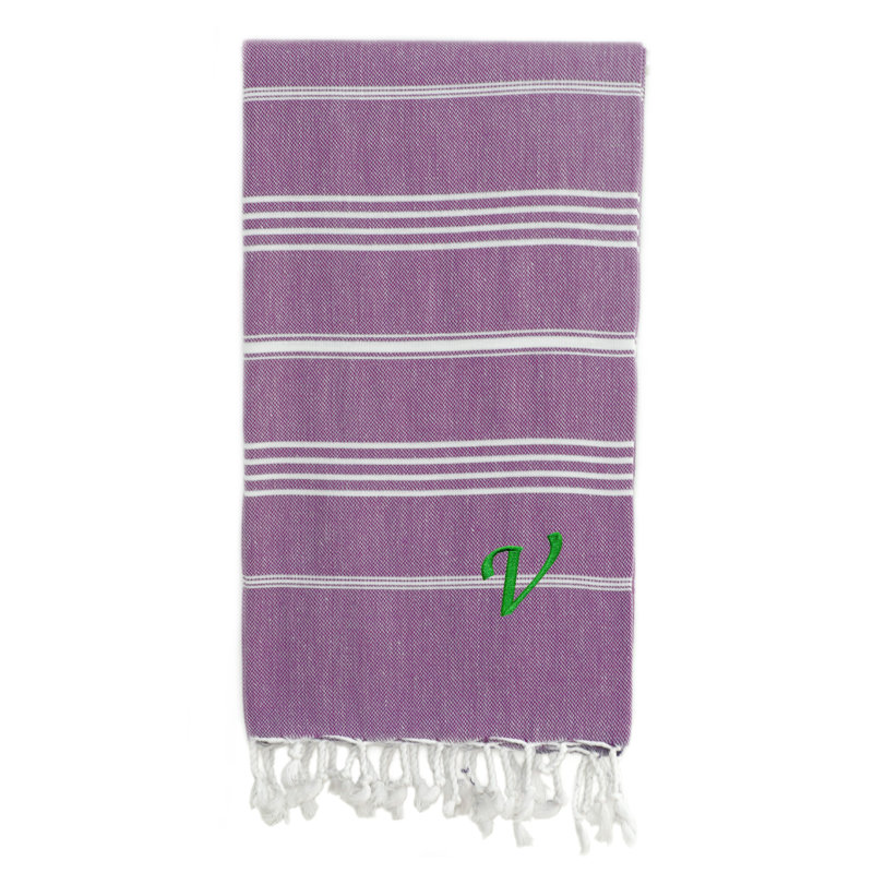 Serviette de plage 100% coton Pestemal Lucky, Gris foncé / Blanc, V