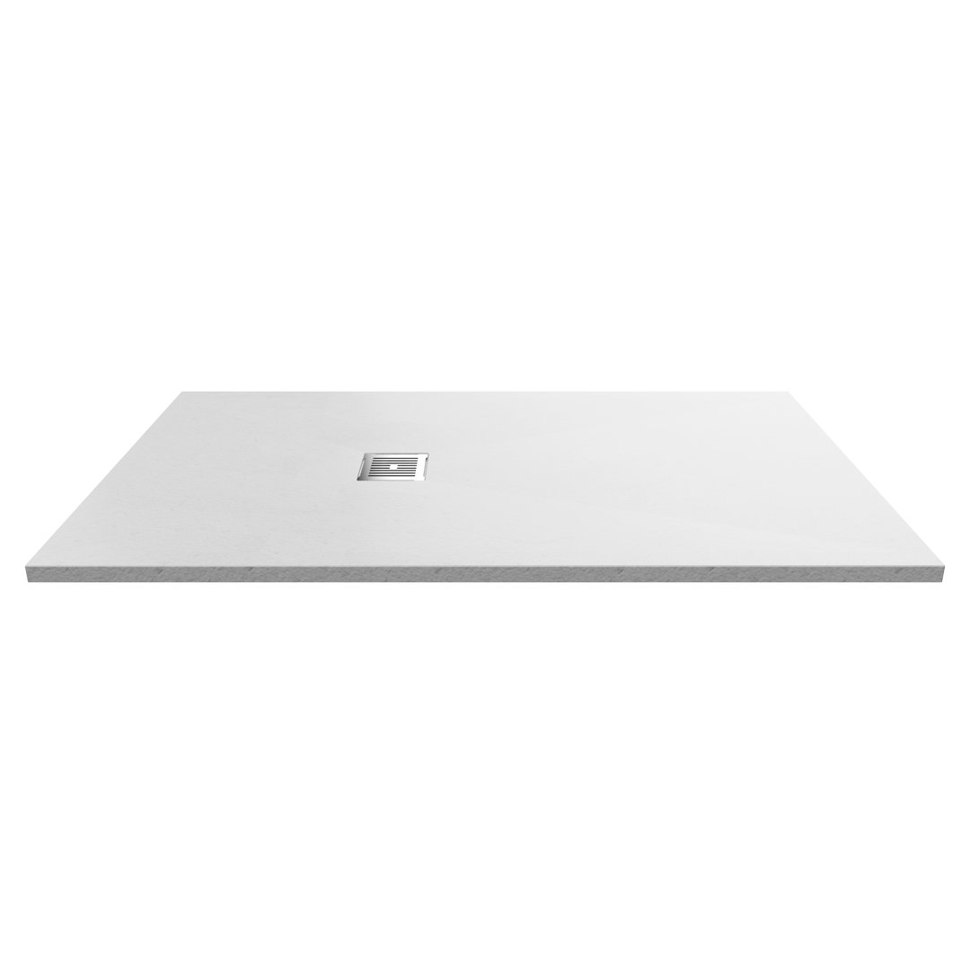 nuie Slate White Rectangular Shower Tray 1600 x 900mm - Slimline 32mm Height - Non-Slip Textured Finish - Image 4