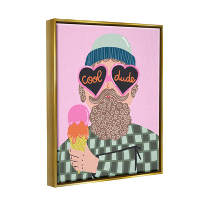 " Cool Dude Whimsical Man Checkered Pattern Ice Cream " by Dominika Godette