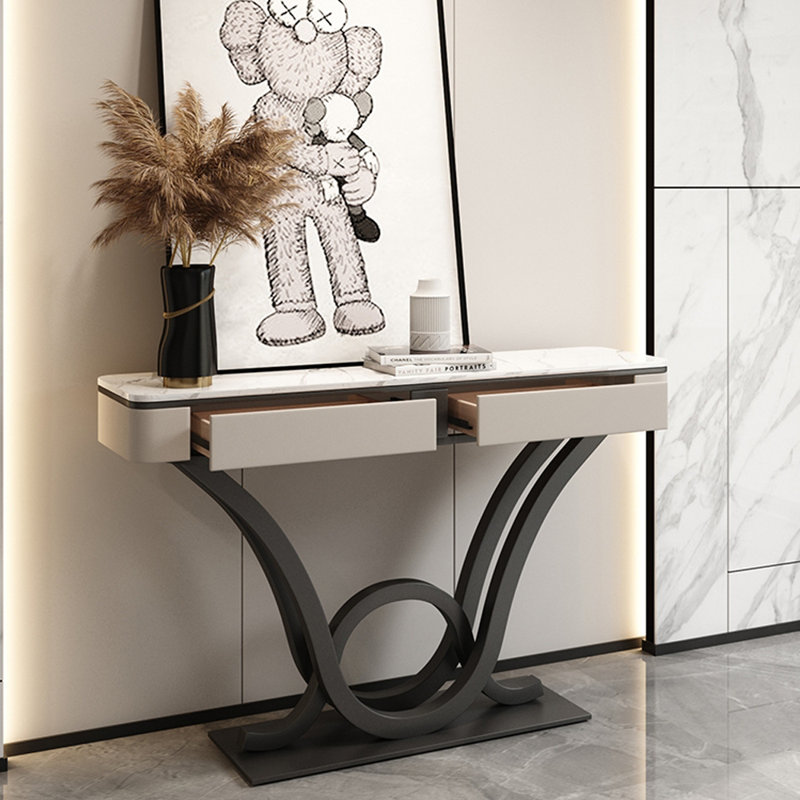 Italian  Luxury  Console Table, 33.5" H x 39.4" W x 13.8" D, Black