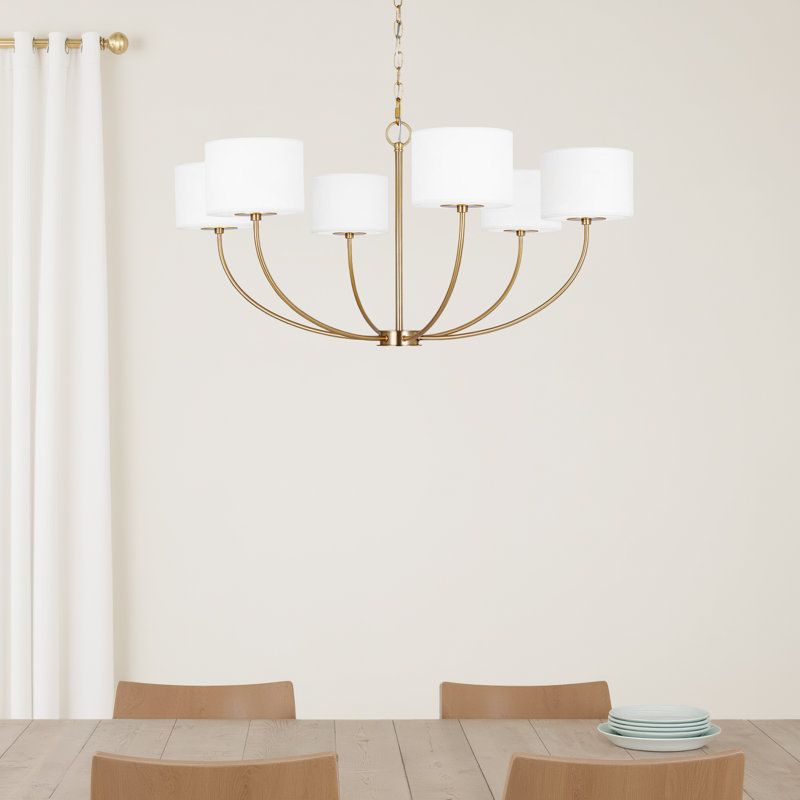 Tanyel 6 - Light Dimmable Chandelier, Burnished Brass