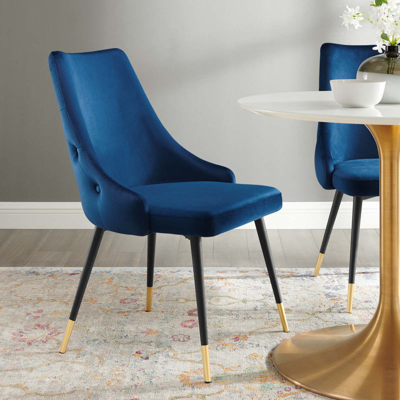 17.5'' H Velvet Side Chair, Navy