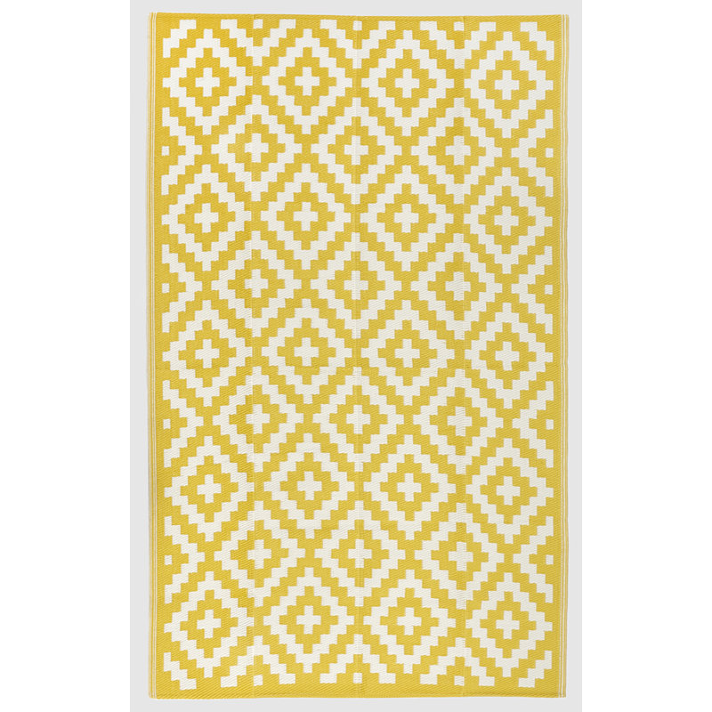 Tapis d'extérieur Geo Aztec Geo, Aztec - Yellow & White, Rectangulaire 4 pi x 6 pi