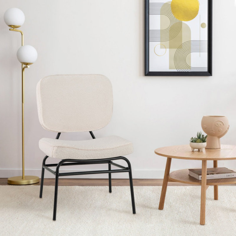 Chaise d'appoint rembourrée en Sherpa avec rembourrage en éponge, Beige