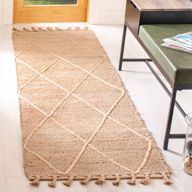 Tapis en jute tissé à la main en fibre naturelle Digio, Tapis de couloir 2 pi 3 po x 6 pi