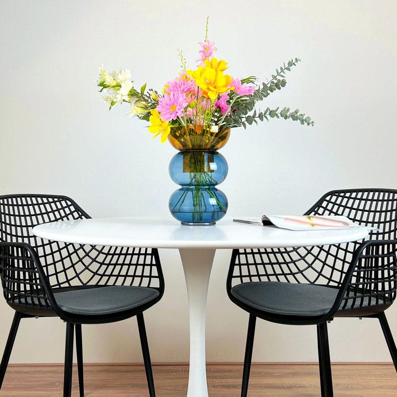 Handmade Glass Table Vase, 12" H x 8.07" W x 8.07" D, Yellow/Blue