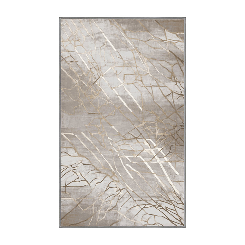Tapis gris lavable à la machine, Rectangle 7 pi x 9 pi