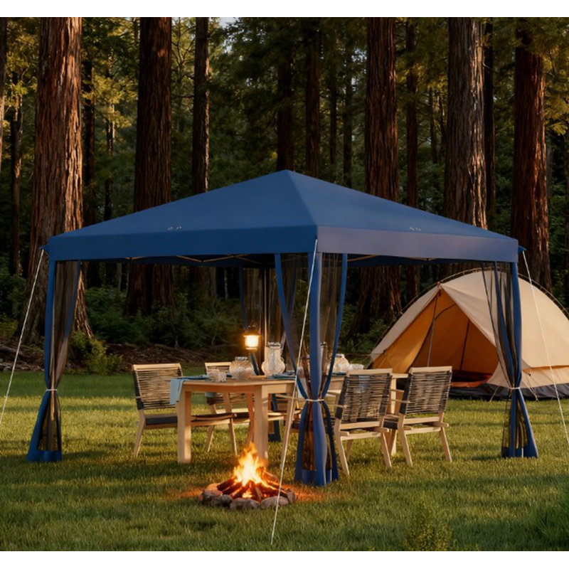 Height Adjustable Pop Up Canopy Tent,Instant Gazebo,Screen House Room With Carry Bag, Blue, 102.3" H x 116.3" W x 116.3" D