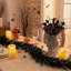 6ft/183cm Realistic Halloween Garland with Lights | Pre Lit Norfolk Pine Garland with 30 LED Lights, Halloween Faux Cedar Garland Real Touch Decorations for Halloween-794965217