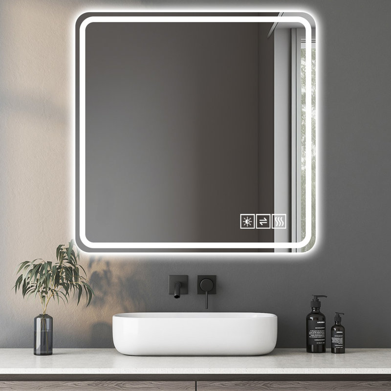 Miroir de salle de bain à DEL 36 x 36 po, brouillard, rouille, brillance 36 * 36 po