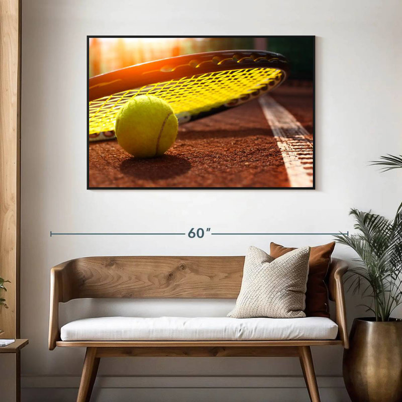 Tennis au coucher du soleil, 46 po x 31 po, Cadre flottant noir