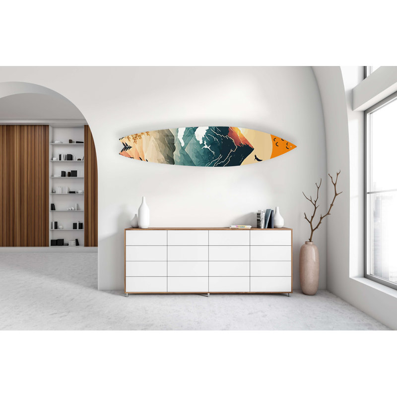 Planche de surf montagnes Horizon - Art audacieux sans cadre