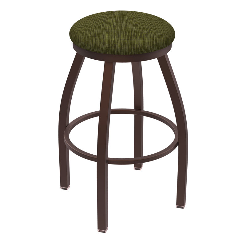 Cragin Swivel Upholstered Counter Stool, Bronze, Fabric-Graph Parrot, Counter Stool (25” Seat Height)