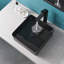 Lavabo de salle de bain vasque carré en pierre noire