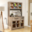 Armoire de cuisine de 71 po de hauteur avec prise de courant, huche, portes et tiroirs en verre Arnzazu