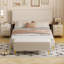 Ensemble de chambre à coucher 4 pièces avec grand lit tapissier avec repose-pieds et tables de chevet modernes en velours côtelé-480327893