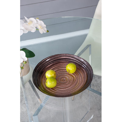 Assiette décorative Ashkon en verre doré / mauve