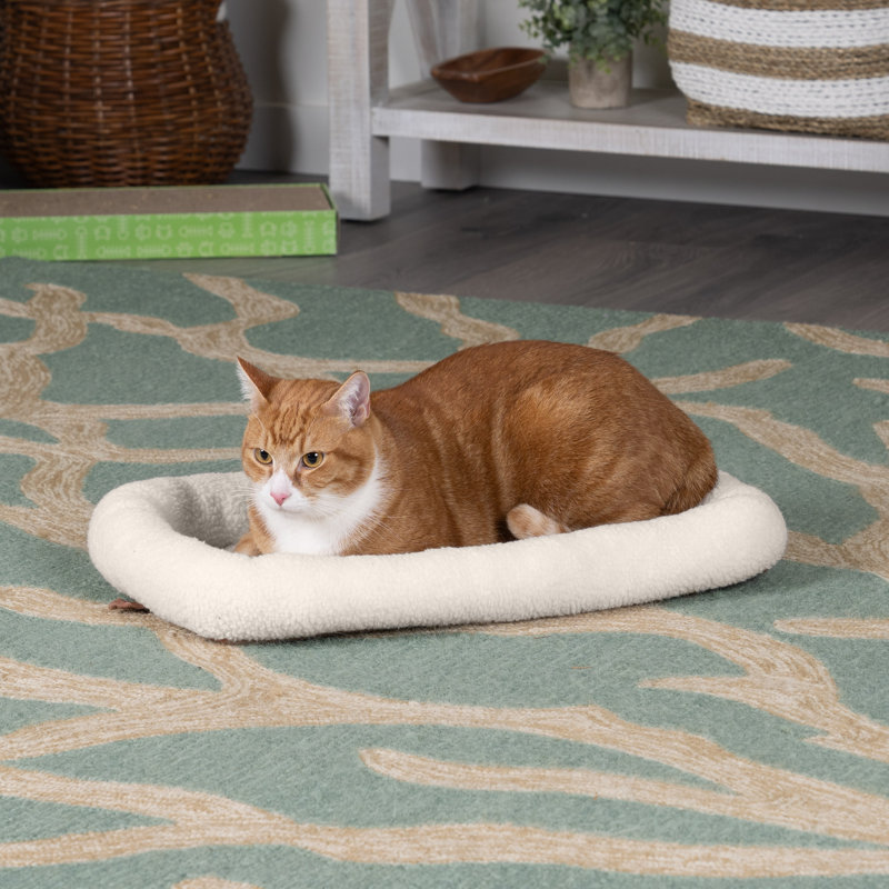 Faux Lambswool Crate Bolster Pet Bed, Extra Small (13" W x 22" D x 2.25" H), Cream