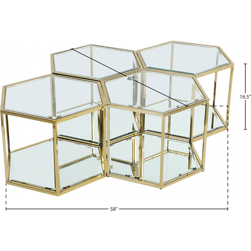 Table basse avec rangement Dickerson, Doré