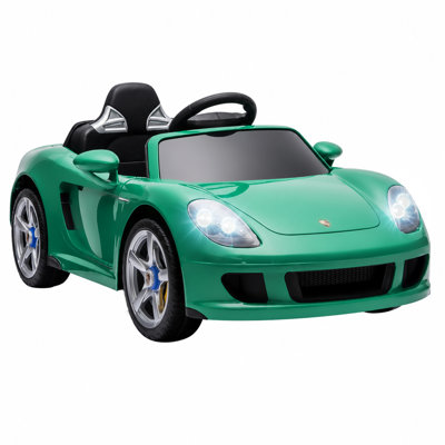Voiture électrique Porsche Carrera GT 12 V pour enfants, sous licence officielle, avec télécommande, suspension arrière, démarrage en douceur, 3 vitesses, musique, port USB, klaxon et phares. Convient aux enfants de 3 à 6 ans.