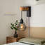 Vintage Industrial Black Corner Wall Light with Metal Cage Hanging Pendant Sconce Plug-in