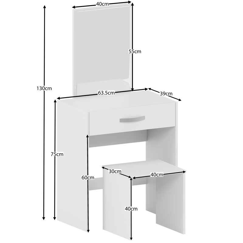 Muskoka Dressing Table with Mirror, White