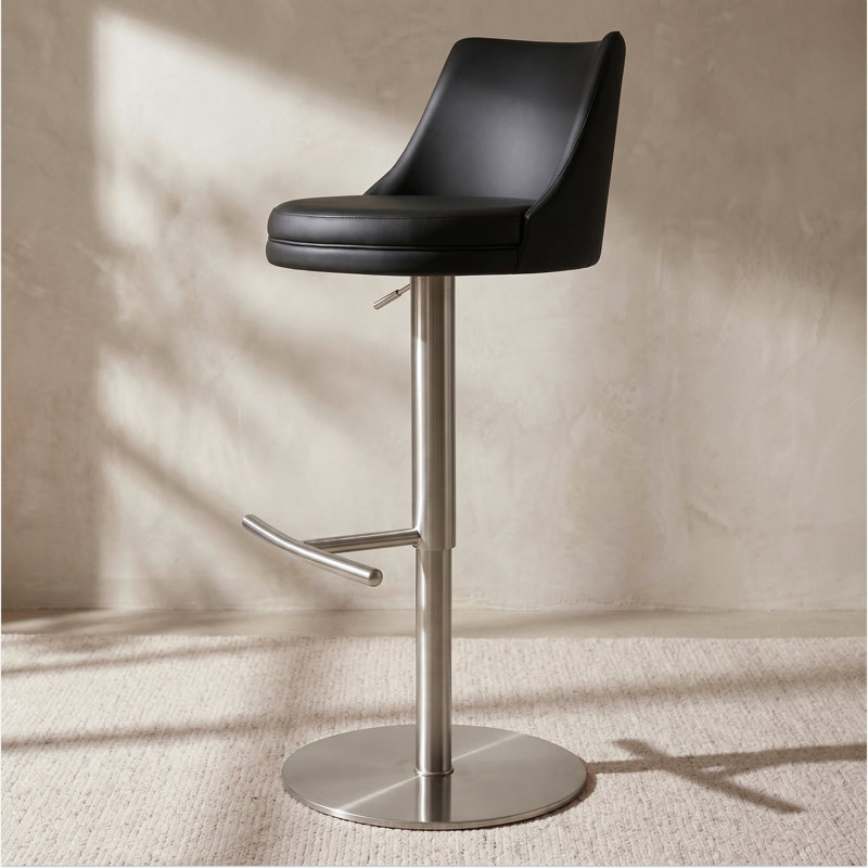 Tabouret de comptoir pivotant lisse Yark, Noir