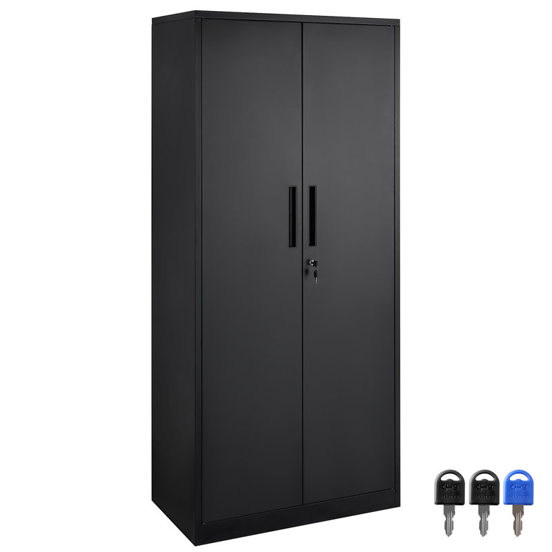 Armoire de rangement en métal, armoire de rangement verrouillable en acier avec 2 portes magnétiques