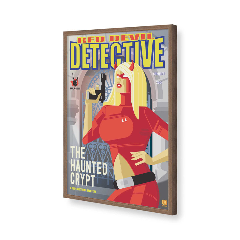Red Devil Detective, reproduction d'art, Noyer, Impression encadrée sans passe-partout, H 15 po x l 12 po