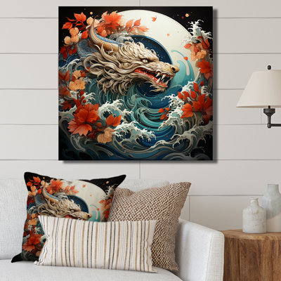 Japanese Dragon Wave Off Kanagawa II - Dragons Wall Art