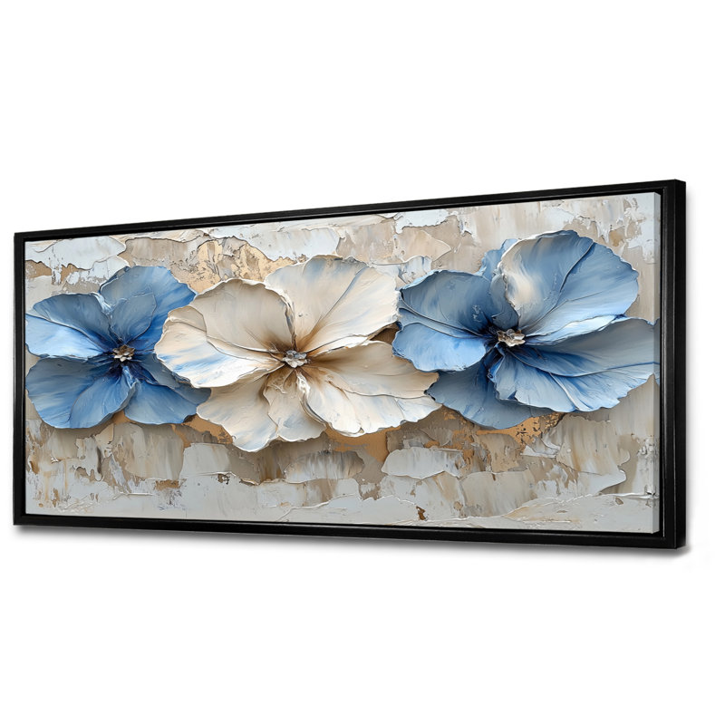 Impression sur toile rhododendron crème velours bleu Rhododendron II, Noir, noir, noir, noir, H 28 po x l 60 po