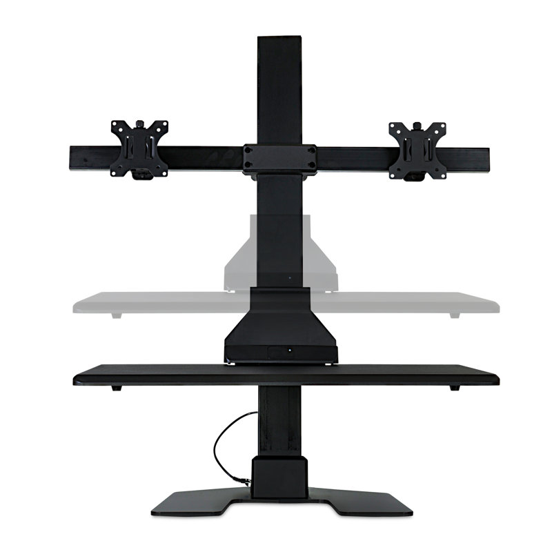 Black Steel Adjustable Dual Monitor Standing Desk Converter