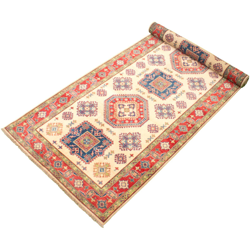 Tapis de couloir Ivoire en Tapis décoratif laine noué à la main de conception unique 5 pi 2 po x 19 pi 3 po Dhanush