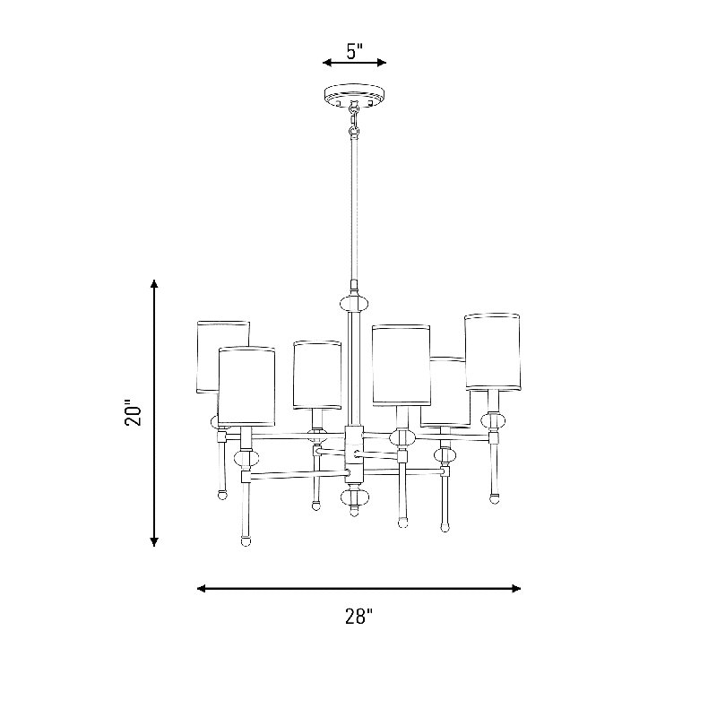 Egina 6-Light Chandelier In Matte Black With Warm Brass Accents