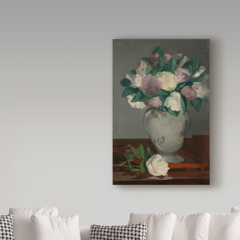 Edouard Manet Floral Peonies Canvas Art in Gray Frame