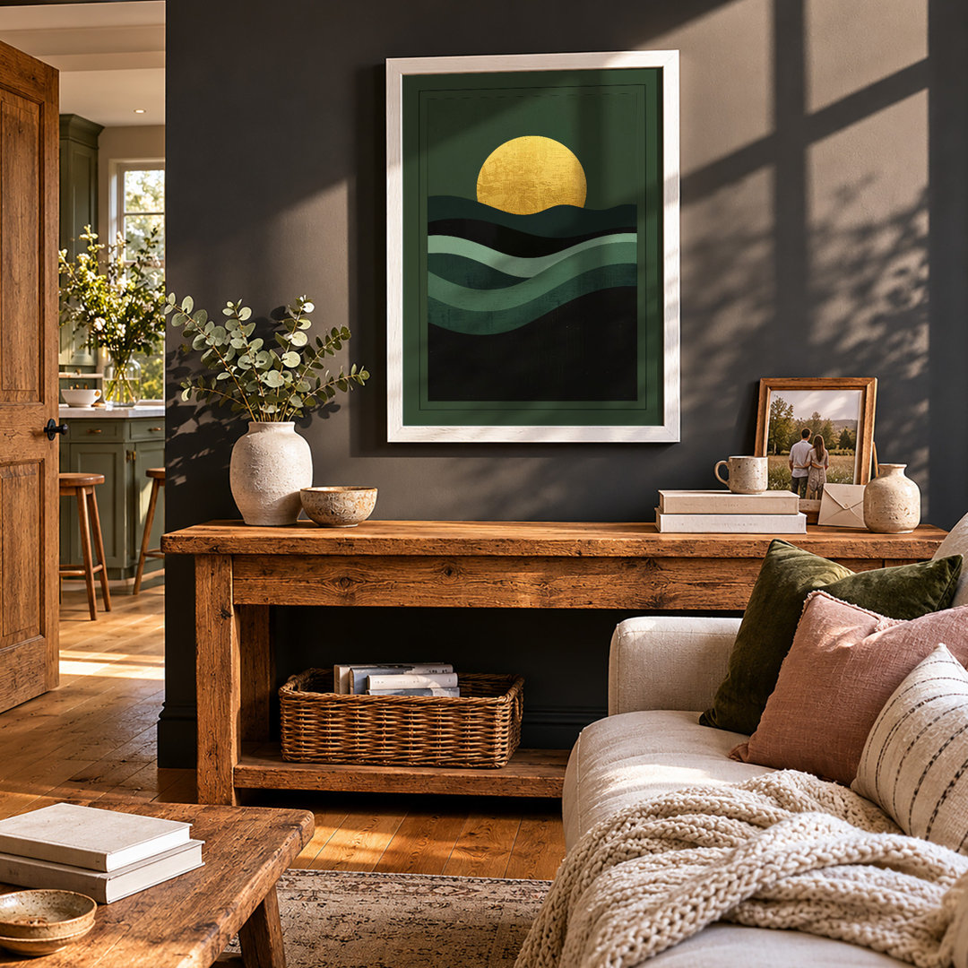 Sunrise Over Hills Minimalist - Framed Print