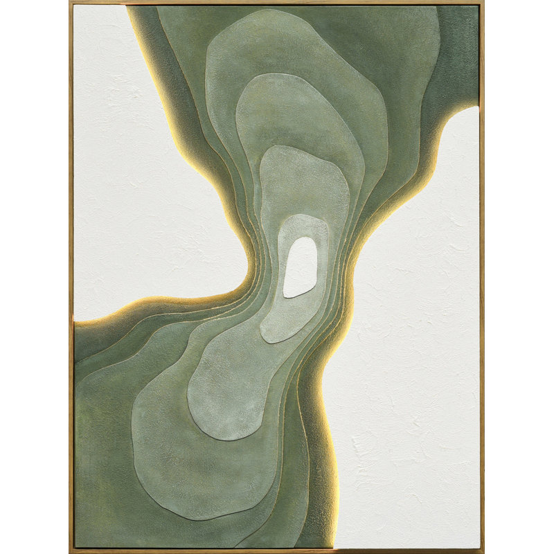 Verdant Passage - 47 po x 35 po - Toile DEL peinte à la main avec cadre