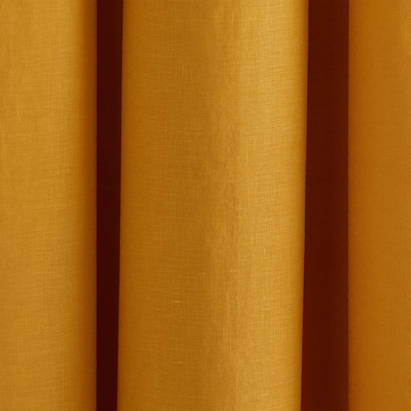 Linen Semi Sheer Curtain Single Panel, Ochre