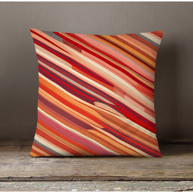 Throw Pillow With Insert, 18"H x 18"W, Red Abstract 23