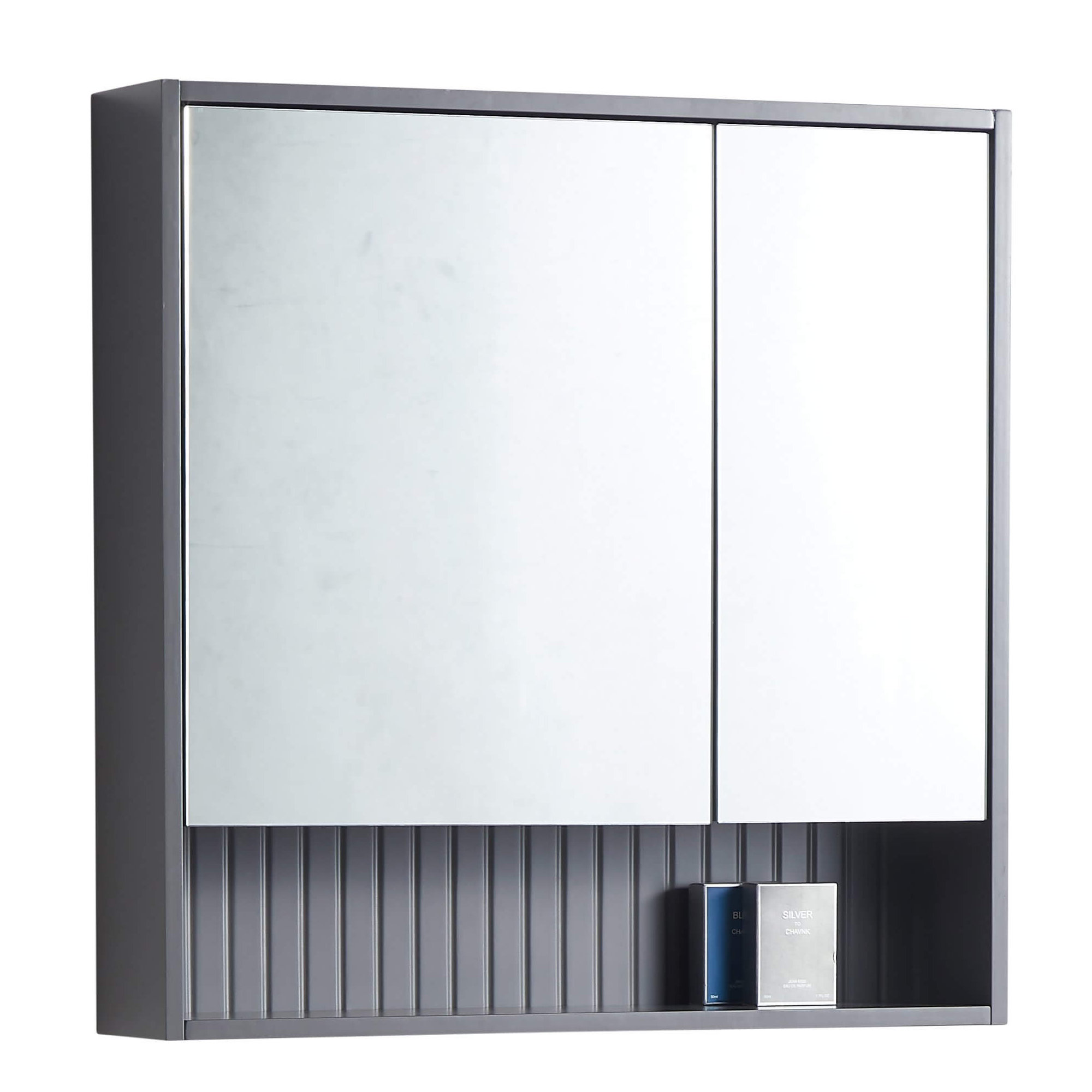 Asahel Surface Double Medicine Cabinet, Rock Gray