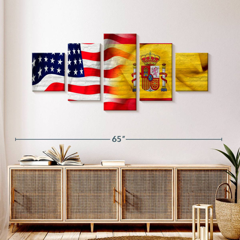 Drapeau de l'Espagne et des États-Unis, H 24 po x l 55 po