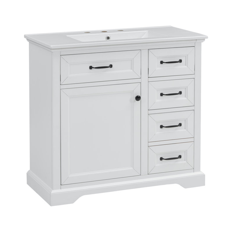 Meuble-lavabo 36 po avec lavabo en céramique, Blanc