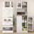 66.5" Pantry Cabinet With Microwave Stand, Freestanding Kitchen Storage Cabinet With Hutch, 8 Door Shelves, Adjustable Shelves, Food Pantry Cabinet For Dining Room, White