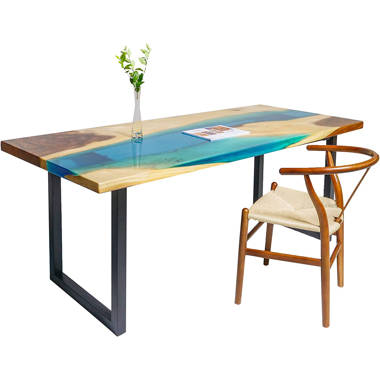 White Solid Wood Epoxy Table – Articture