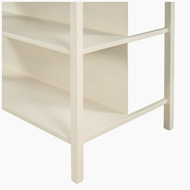 Solid Wood Kitchen Island, Walnut, Cream White