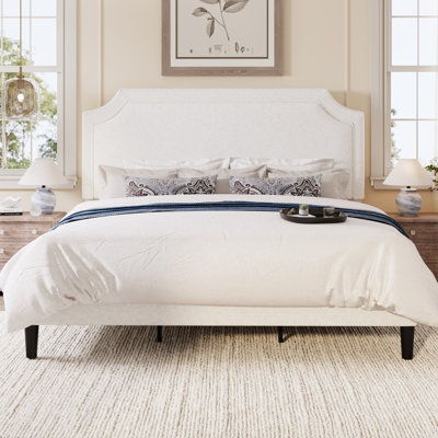 Modern Upholstered Platform Bed Frame With Adjustable Headboard