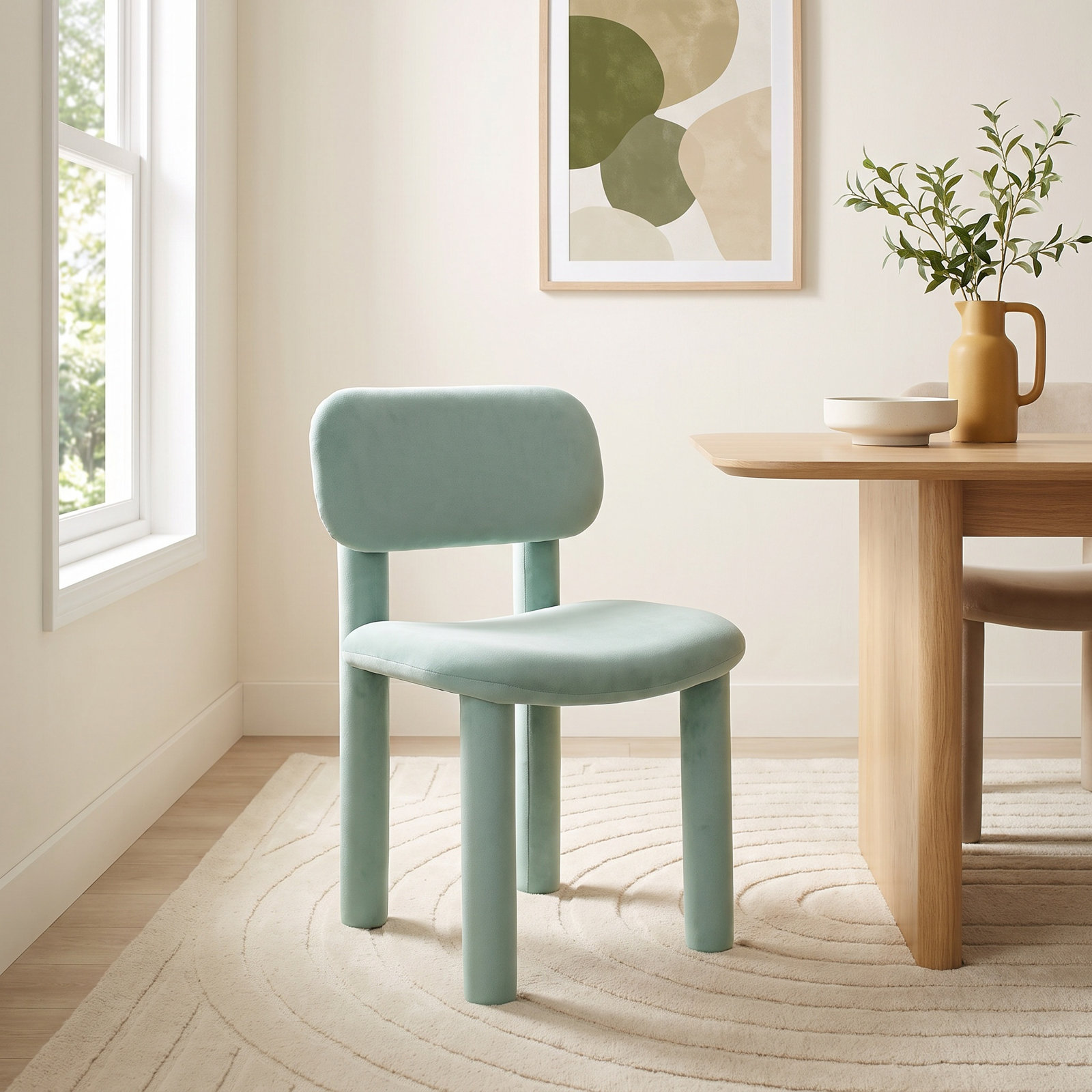 Baldes Velvet Dining Chair, Pale Blue
