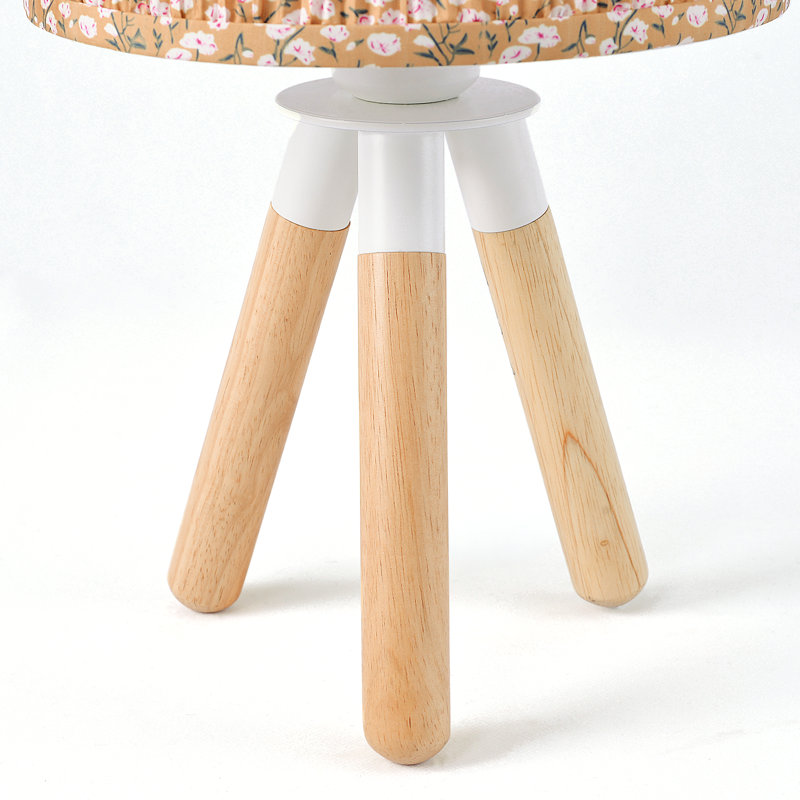 14'' Wooden Tripod Table Lamp With Ditsy Floral Shade, Yellow