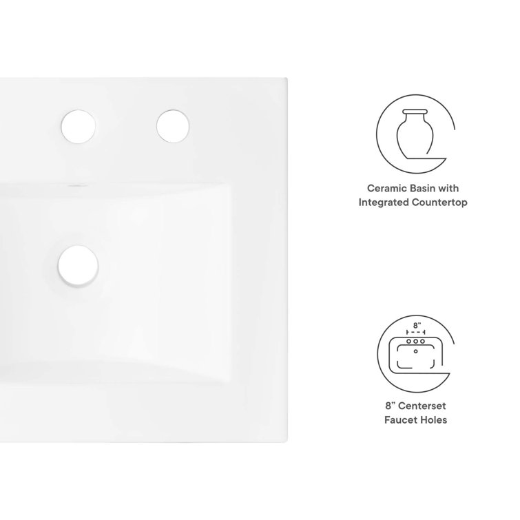 Modway Cayman Ceramic Rectangular Drop-in Bathroom Sink